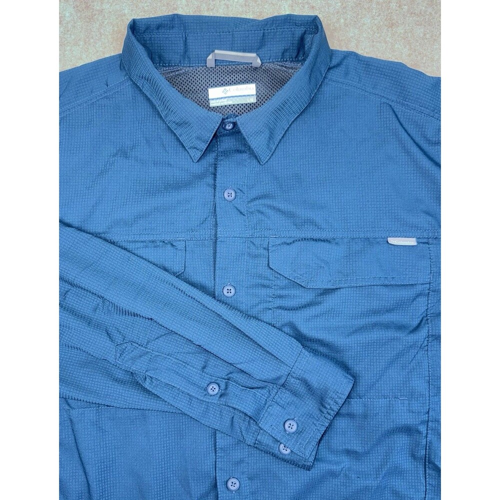 Columbia Omni Shade Dark Blue Long Sleeve Button Up Men’s Large Fishing Outdoors